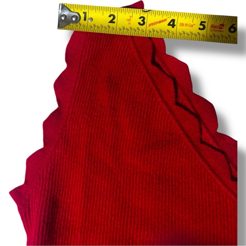 Unbranded Fun Bold Bright Red Scalloped Hem One Shoulder Tank Top - Picture 13 of 14